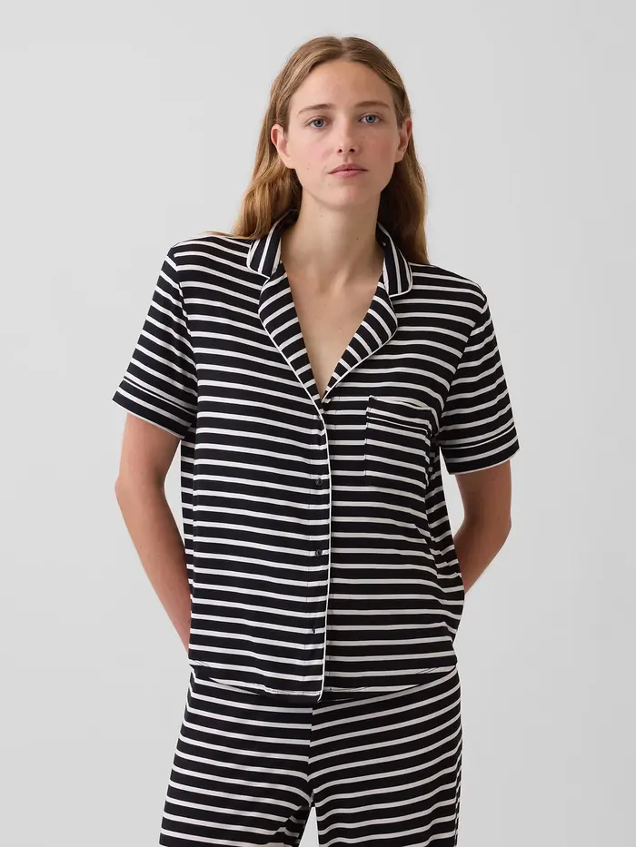 SoftMade Modal PJ Top - Black & white stripe