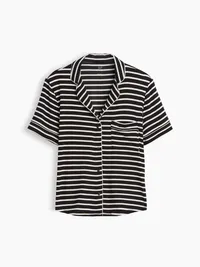 SoftMade Modal PJ Top - Black & white stripe — view 5