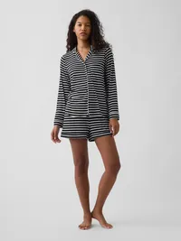 SoftMade Modal PJ Top - Black & white stripe — view 2