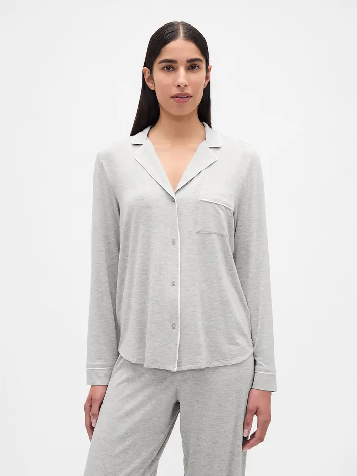 SoftMade Modal PJ Top - Light heather grey