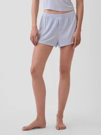 SoftMade Modal Rib PJ Shorts - Button down blue — view 2