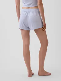 SoftMade Modal Rib PJ Shorts - Button down blue — view 4