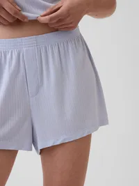 SoftMade Modal Rib PJ Shorts - Button down blue — view 5
