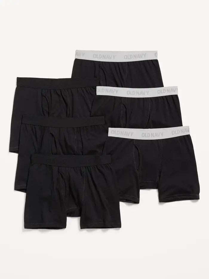 Solid Boxer-Brief Underwear 6-Pack for Boys - Black Jack