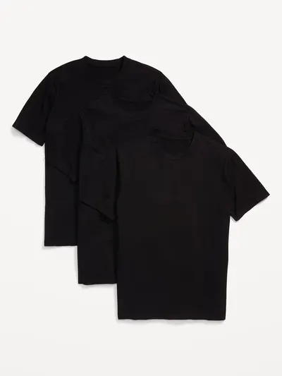 Solid Crew-Neck T-Shirt 3-Pack - Black Jack