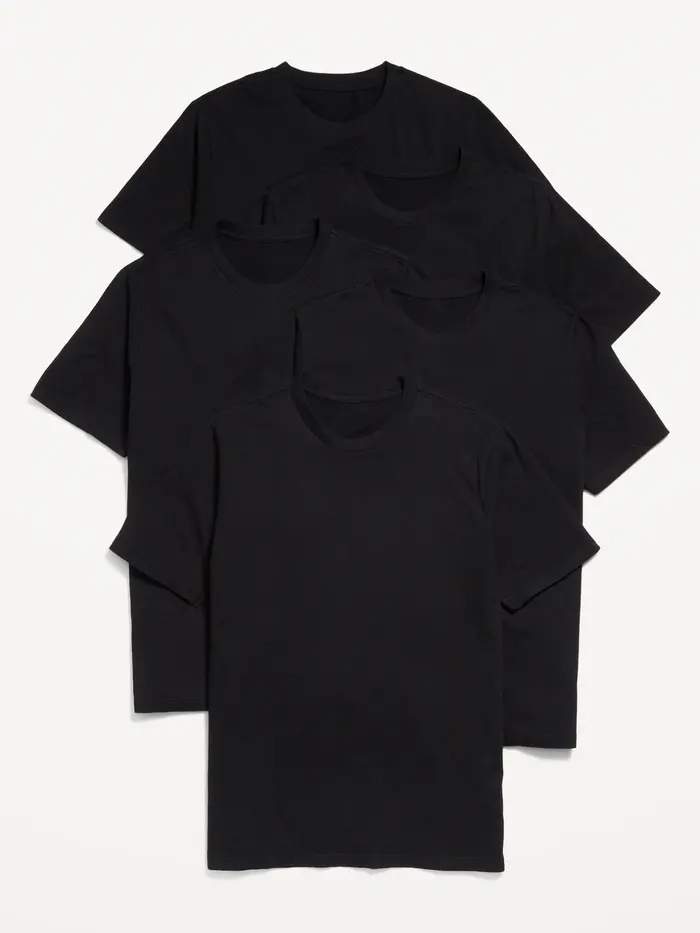 Solid Crew-Neck T-Shirt 5-Pack - Black Jack