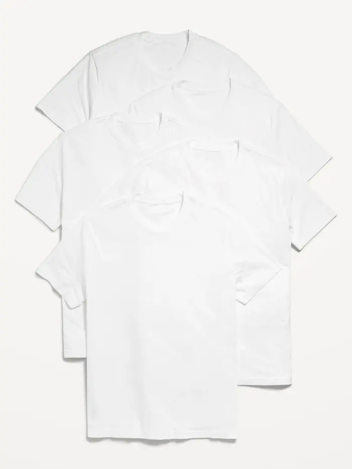 Solid Crew-Neck T-Shirt 5-Pack - White