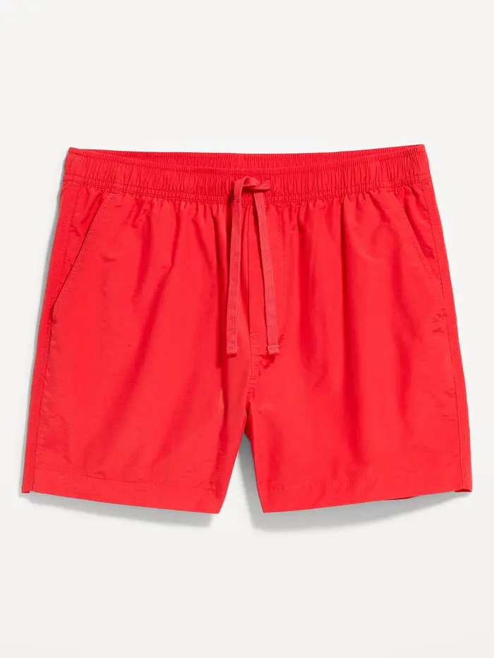 Solid Jogger Shorts -- 5-inch inseam - Red Buttons