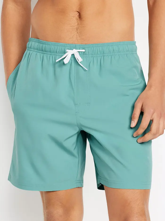 Solid Swim Trunks -- 7-inch inseam - Luminous Blue