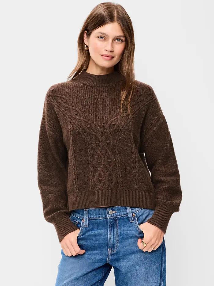 SoSoft Crew-Neck Cable Knit Sweater - Earthen