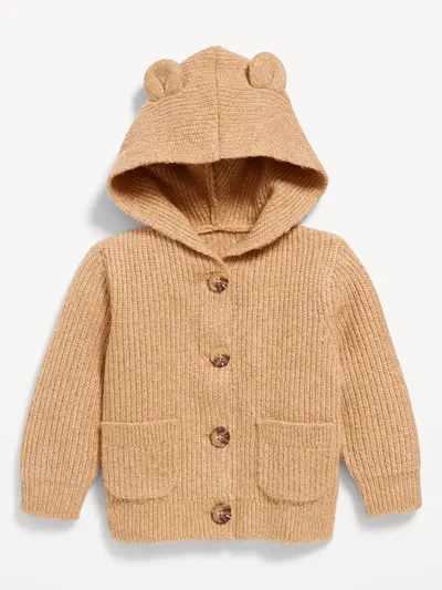 SoSoft Critter Ear Button-Front Sweater for Baby - Candy Graham