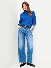 SoSoft Mock-Neck Shaker Sweater - Blue Moon — view 3
