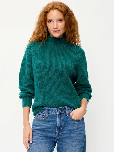 SoSoft Mock-Neck Shaker Sweater - Deep Lagoon