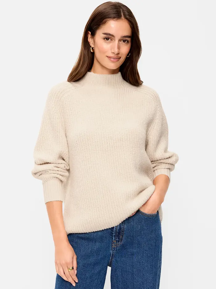 SoSoft Mock-Neck Shaker Sweater - Wish Bone