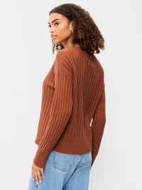 SoSoft Ribbed V-Neck Sweater - Apple Cinnamon — view 2