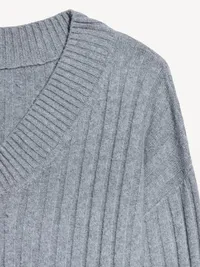 SoSoft Ribbed V-Neck Sweater - Heather Gray — view 5