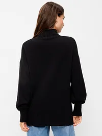 SoSoft Turtleneck Tunic Sweater - Black Jack — view 2