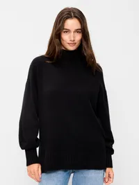SoSoft Turtleneck Tunic Sweater - Black Jack — view 3