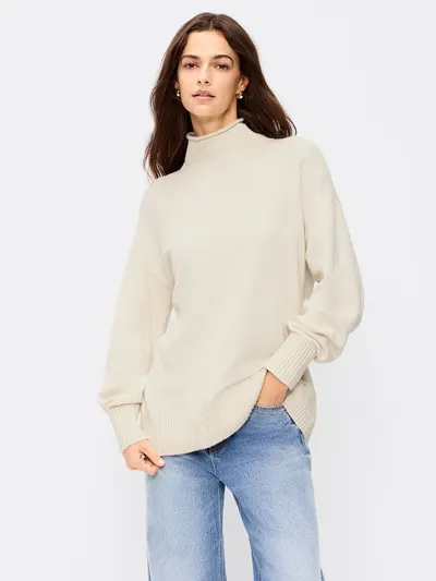 SoSoft Turtleneck Tunic Sweater - Wish Bone