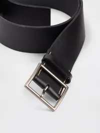 Square-Buckle Leather Belt - Black — view 4