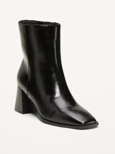 Square-Toe Block-Heel Boots for Women - Black Jack