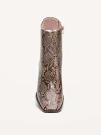 Square-Toe Block-Heel Boots for Women - Snake — view 3