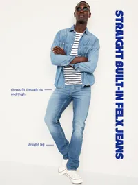 Straight Built-In Flex Jeans - Tan — view 4