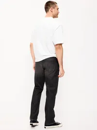 Straight Built-In Flex Jeans - Washed Black — view 3