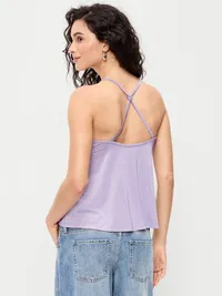 Strappy-Back Shimmer Swing Tank Top - Lilac Shadow — view 2