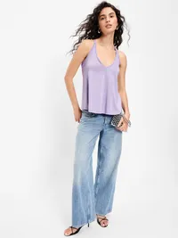 Strappy-Back Shimmer Swing Tank Top - Lilac Shadow — view 3
