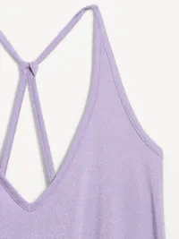 Strappy-Back Shimmer Swing Tank Top - Lilac Shadow — view 4
