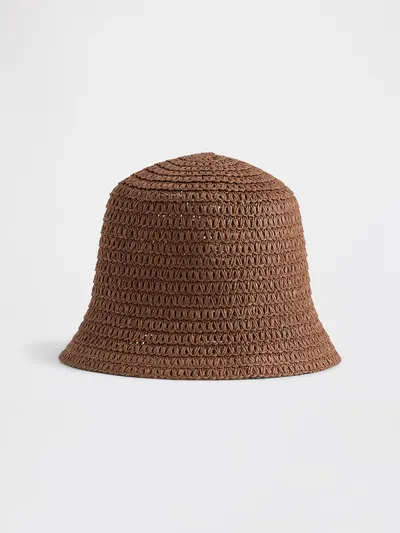 Straw Bucket Hat - Chocolate cake