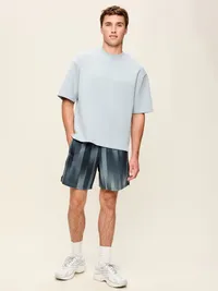 StretchTech Workout Shorts -- 7-inch inseam - Black Stripes — view 2