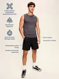 StretchTech Workout Shorts -- 7-inch inseam - Wintry Waters — view 2