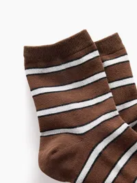 Stripe Half Crew Socks - Brown stripe — view 2