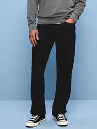 Structured Loose Non-Stretch Jeans - Black Wash — view 2