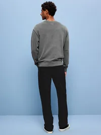 Structured Loose Non-Stretch Jeans - Black Wash — view 3
