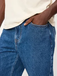 Structured Loose Non-Stretch Jeans - Dark Wash — view 4