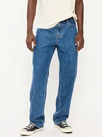 Structured Loose Non-Stretch Jeans - Dark Wash — view 2