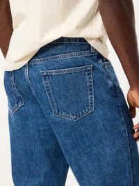 Structured Loose Non-Stretch Jeans - Dark Wash — view 3