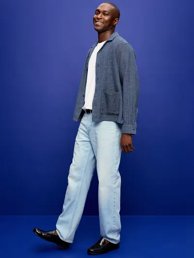 Structured Loose Non-Stretch Jeans - Light Wash