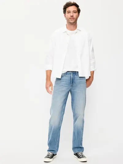 Structured Loose Non-Stretch Jeans - Medium Wash