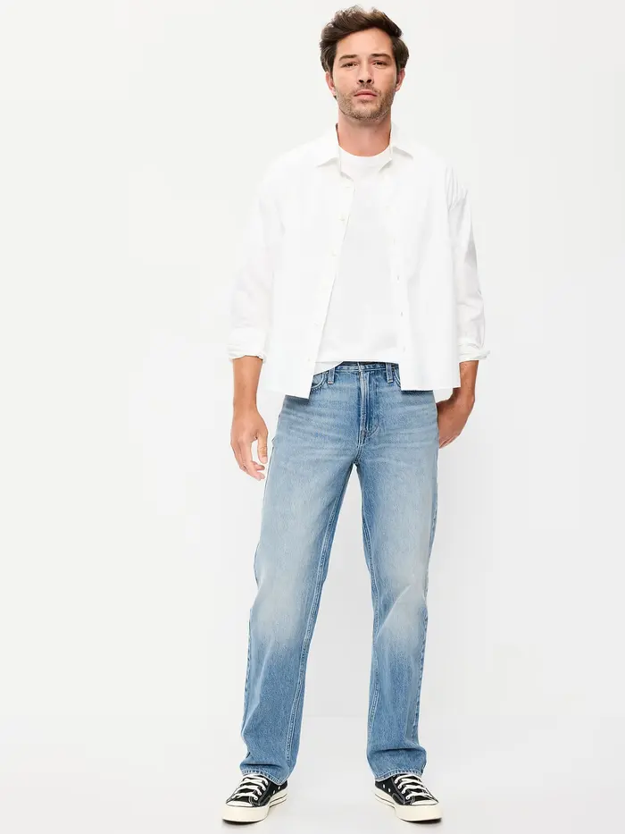 Structured Loose Non-Stretch Jeans - Medium Wash