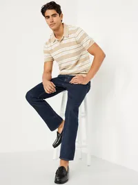 Structured Straight Non-Stretch Jeans - Dark Rinse — view 3