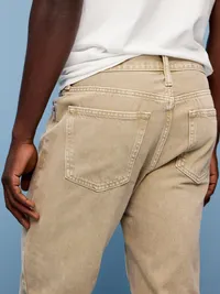 Structured Straight Non-Stretch Jeans - Warm Khaki — view 4