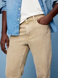Structured Straight Non-Stretch Jeans - Warm Khaki — view 5