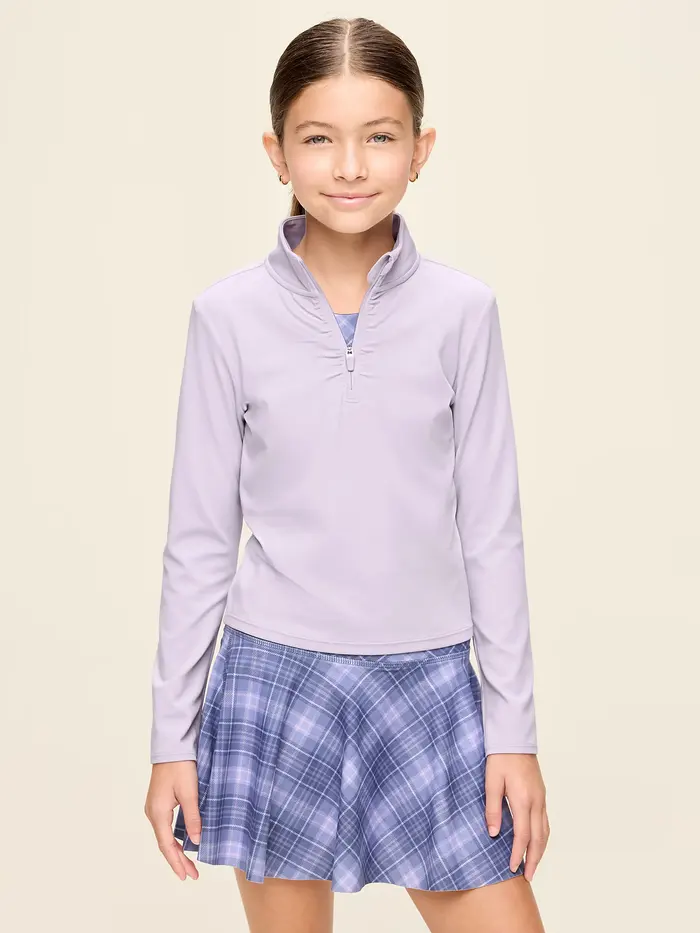 StudioSmooth Half-Zip Performance Top for Girls - Dusky Lavender
