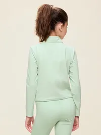 StudioSmooth Half-Zip Performance Top for Girls - Soft Aloe — view 2