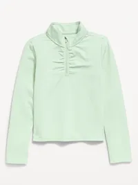 StudioSmooth Half-Zip Performance Top for Girls - Soft Aloe — view 3