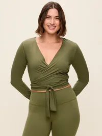 StudioSmooth Long-Sleeve Wrap Top - Hearthwood — view 5